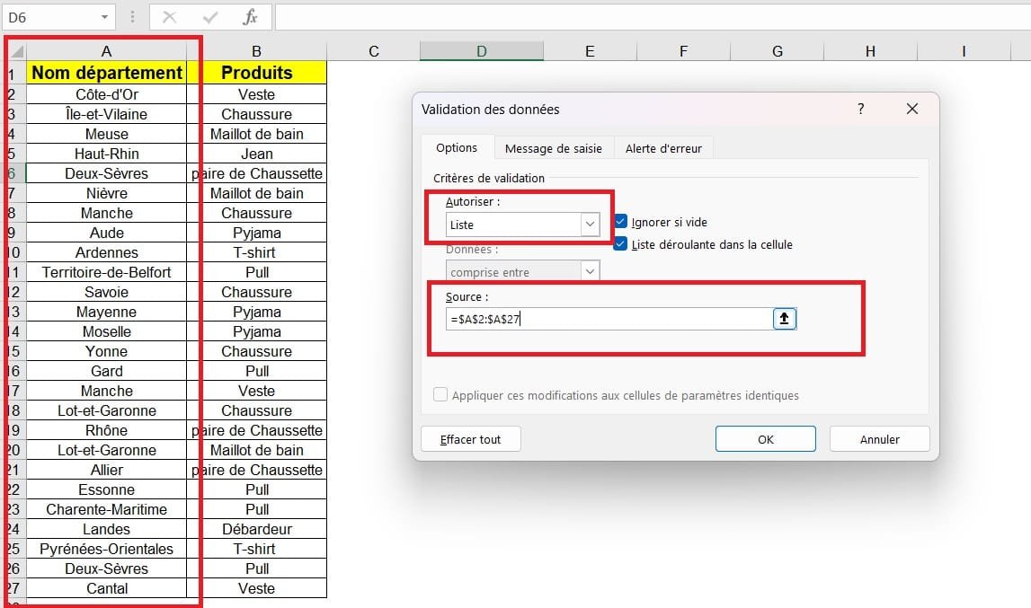 Comment cr er et utiliser une liste d roulante dans excel