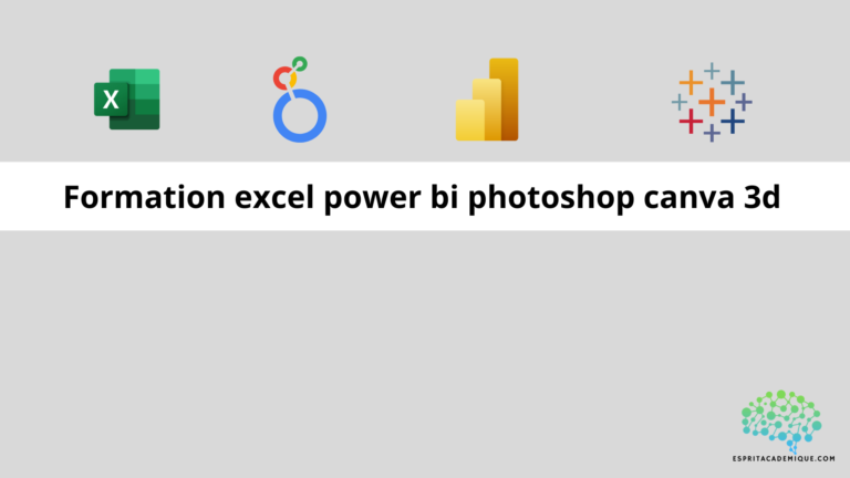 Formation excel power bi photoshop canva 3d