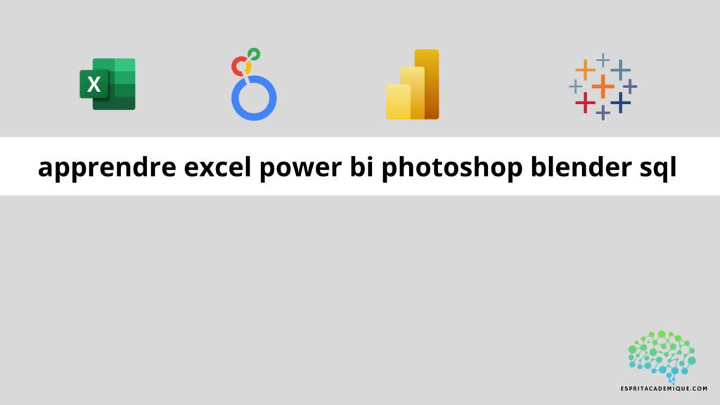 apprendre excel power bi photoshop blender sql